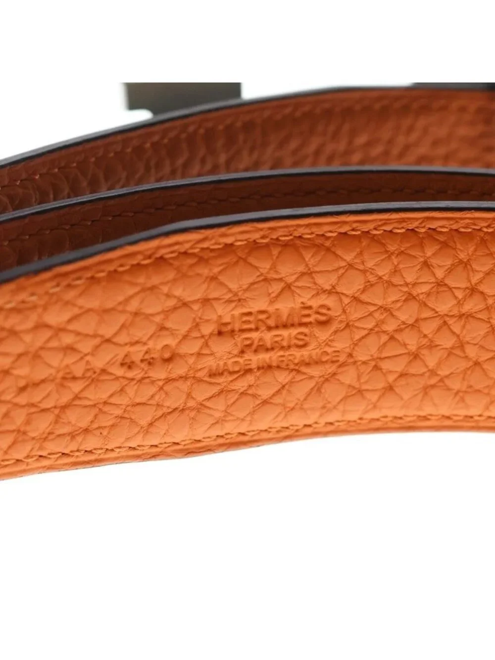 Hermes Logo Constance Leather Belt Black Silver